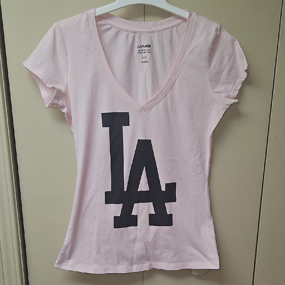 65. L.A. Baby Pink V-Neck Cotton T-shirt 💞